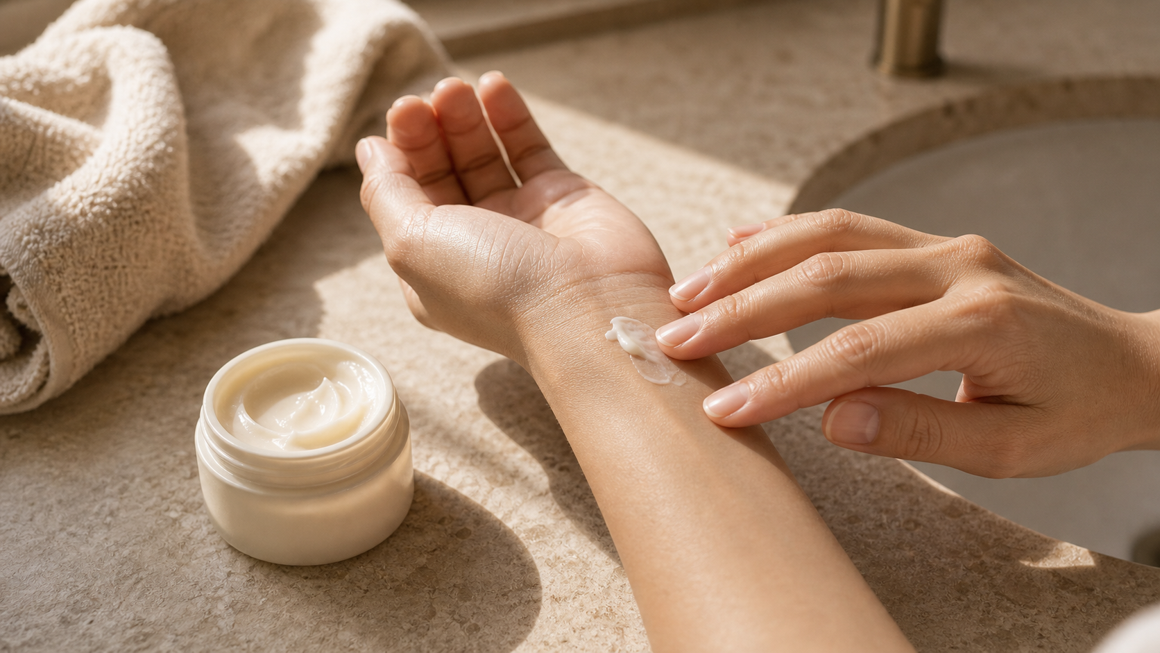 Veridermis cream texture applied to skin without showing the face