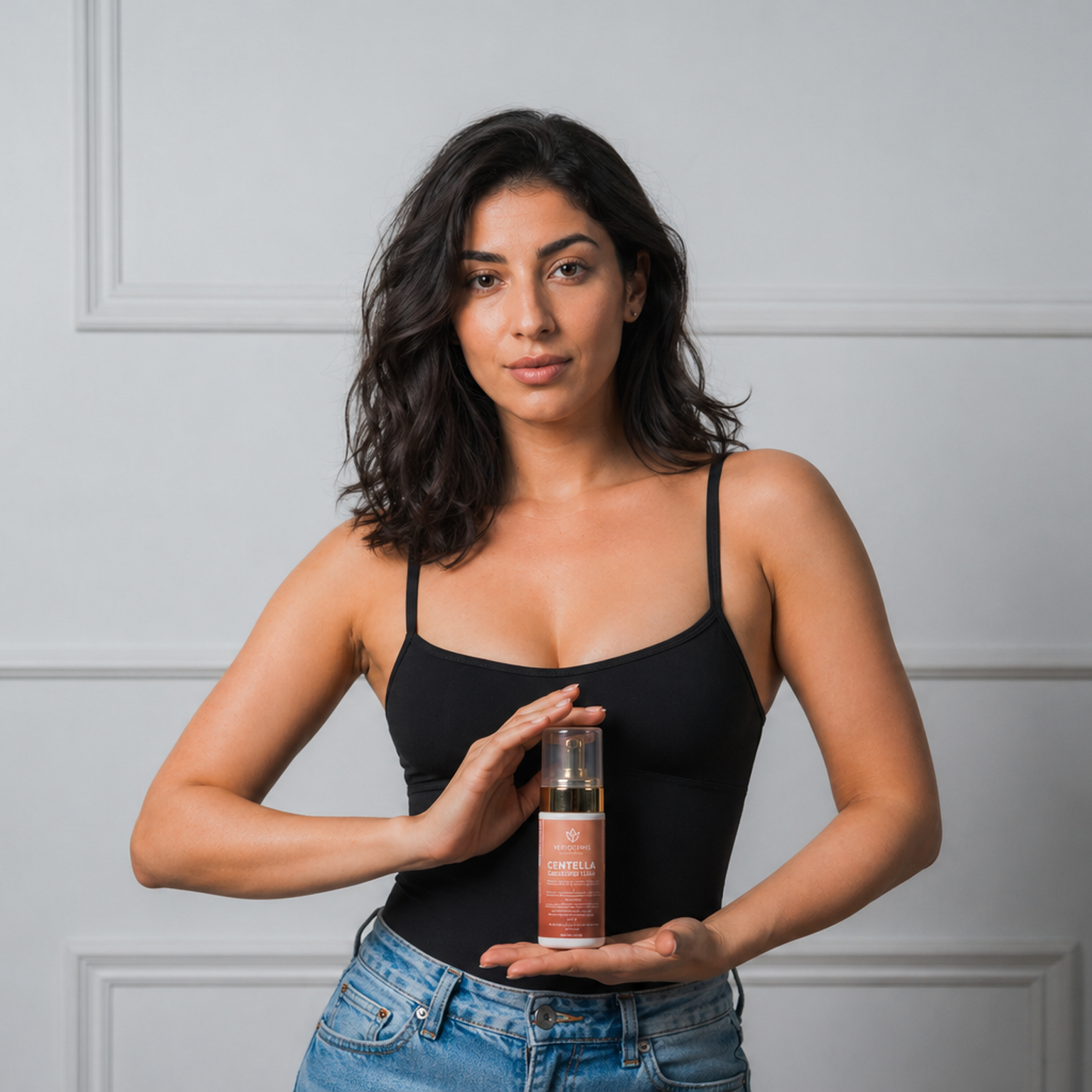 Centella Cleansing Foam with South Asian model